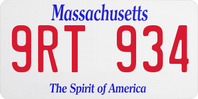MA license plate 9RT934
