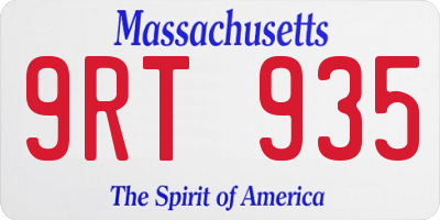 MA license plate 9RT935
