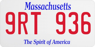 MA license plate 9RT936