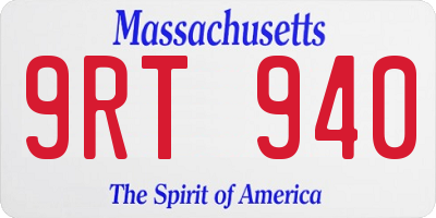 MA license plate 9RT940
