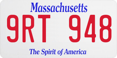 MA license plate 9RT948