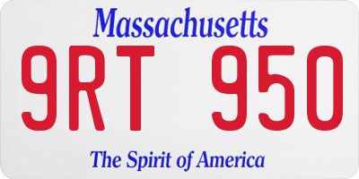 MA license plate 9RT950