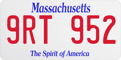 MA license plate 9RT952