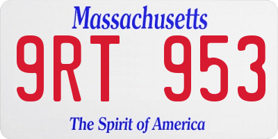 MA license plate 9RT953