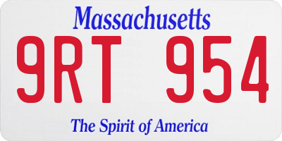 MA license plate 9RT954