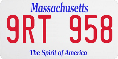 MA license plate 9RT958