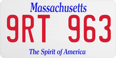 MA license plate 9RT963