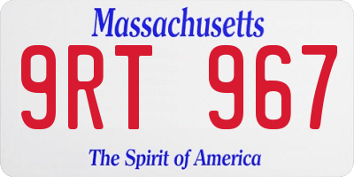MA license plate 9RT967