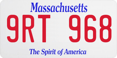 MA license plate 9RT968