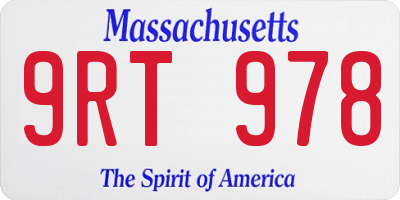 MA license plate 9RT978