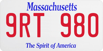 MA license plate 9RT980