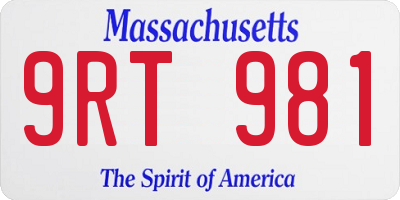 MA license plate 9RT981