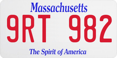 MA license plate 9RT982