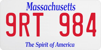 MA license plate 9RT984