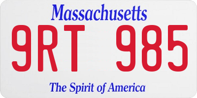 MA license plate 9RT985