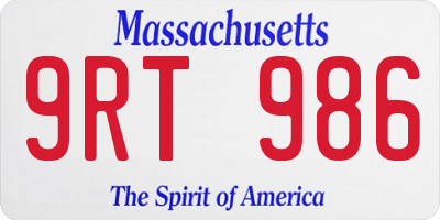 MA license plate 9RT986