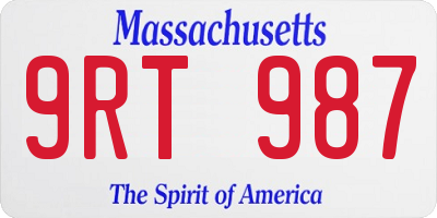 MA license plate 9RT987