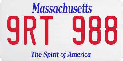 MA license plate 9RT988