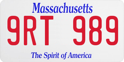 MA license plate 9RT989