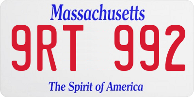 MA license plate 9RT992