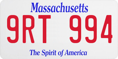 MA license plate 9RT994