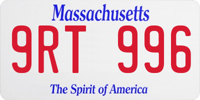 MA license plate 9RT996