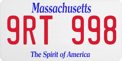 MA license plate 9RT998