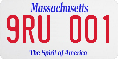 MA license plate 9RU001