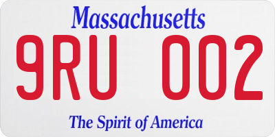 MA license plate 9RU002