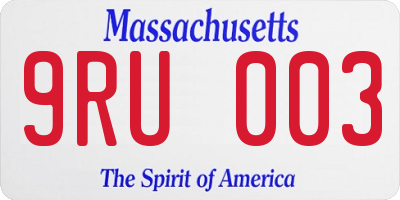 MA license plate 9RU003
