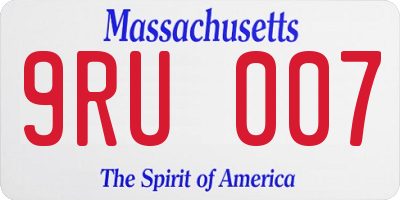 MA license plate 9RU007