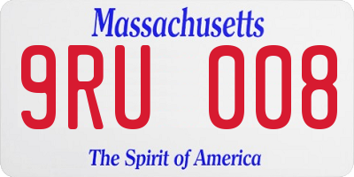 MA license plate 9RU008