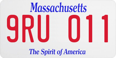 MA license plate 9RU011