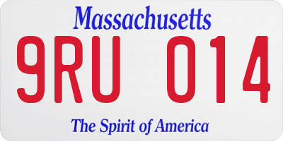 MA license plate 9RU014