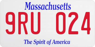MA license plate 9RU024