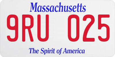 MA license plate 9RU025