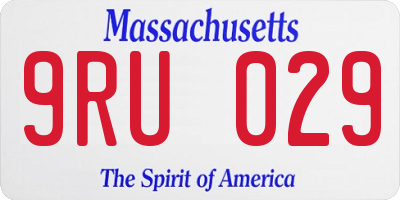 MA license plate 9RU029
