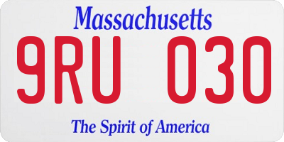 MA license plate 9RU030