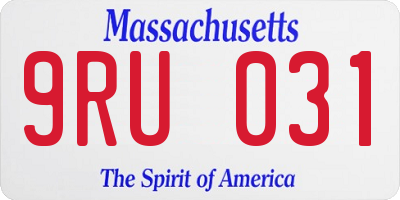 MA license plate 9RU031