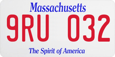 MA license plate 9RU032