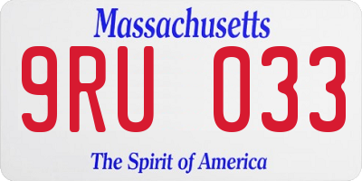 MA license plate 9RU033