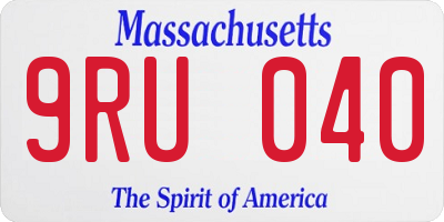 MA license plate 9RU040