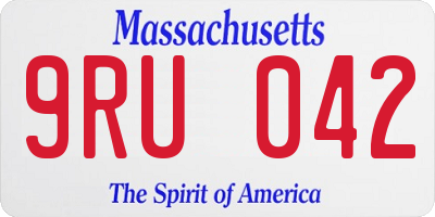 MA license plate 9RU042