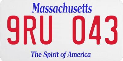 MA license plate 9RU043