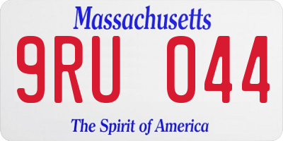 MA license plate 9RU044
