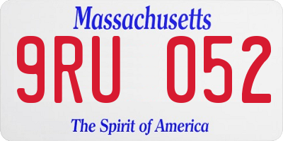 MA license plate 9RU052