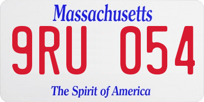 MA license plate 9RU054