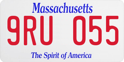 MA license plate 9RU055