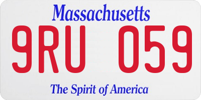MA license plate 9RU059