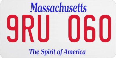 MA license plate 9RU060